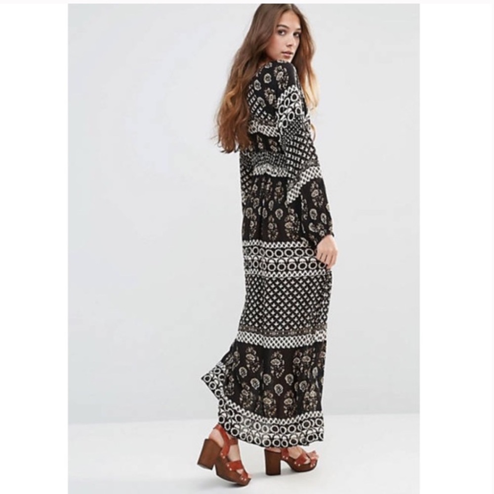Raga Remington Boho Plunge Neck Maxi Dress